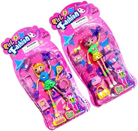 2 Pack Best Inexpensive Dress Up Fashion Girl Dolls Unusual Stocking Stuffer Christmas Gift Idea for Young Girls 8" with Assorted Accessories for Pretend Play for Girls (Fashion Doll Sets)