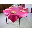 65 inch square Carmagnole Tone on Tone Coated Pink French Tablecloth with 6 napkins