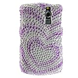Premium Luxurious Designer Hard Diamond Crystal Snap-on Case for Blackberry Curve 8330 Case - Purple with Silver Heart Diamond