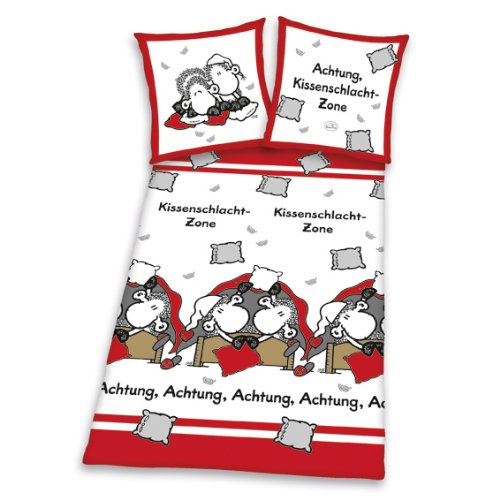 Herding 480025050 Bettw&auml;sche Sheepworld Kissenschlacht , 80 x 80 und 135 x 200 cm, Microfaser