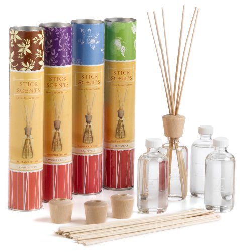 Stick Scents 4-Count Variety Pack Reed Diffusers (Sea Petal, Morning Dew, Lavender Fields, Vanilla Bean), 4-Ounce Packages