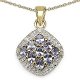 1.55 Carat Genuine Tanzanite 14K Yellow Gold Over Silver Pendant