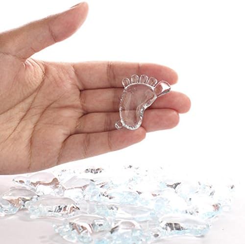 Package of About 40 Translucent Light Blue Acrylic Footprint Charms for Baby Showers, Favors and Crafting