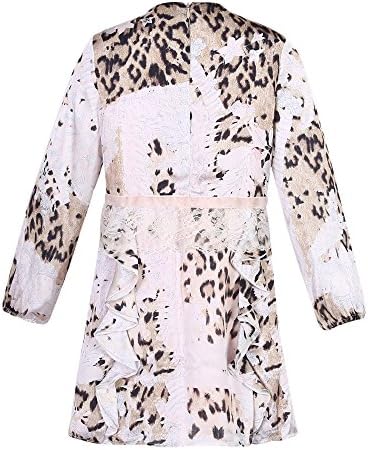 Amemory In Girl's Long Sleeve Pink Leopard Dress RH2529-A-6