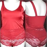 Delta Burke Lace and Microfiber Cami Set in Plus Sizes 3x Red