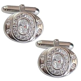 Pair of Cufflinks Men in Sterling Silver Zircon Gemstone (cflng240)