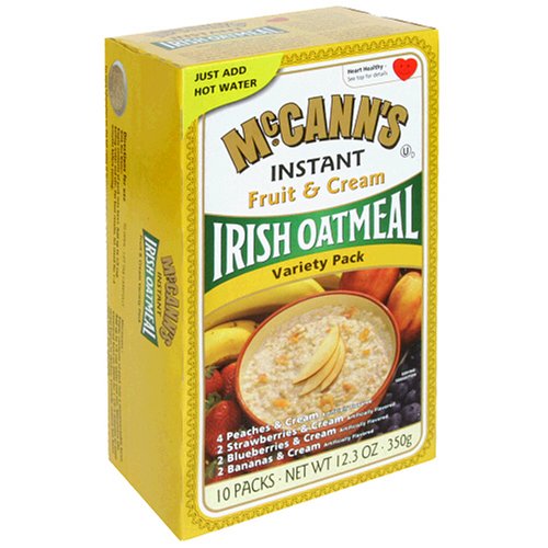McCANN'S Instant Irish Oatmeal, Fruit & Cream, Variety Pack of Four Flavors, 10-Count Boxes (Pack of 6)