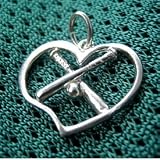 SOFTBALL CHARM - HEART WITH CROSSED BATS