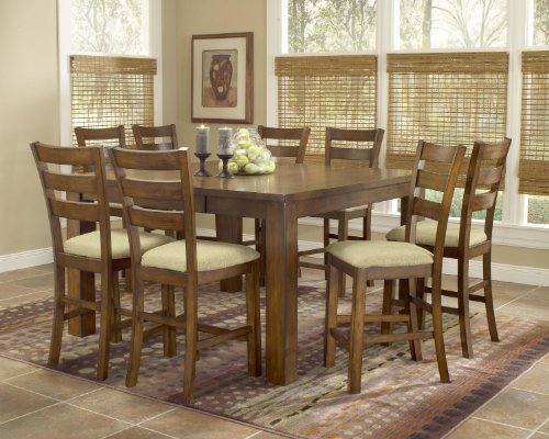 Hillsdale Hemstead Counter Height 9-Piece Dining Set, Dark Oak, Set Includes 1-Table and 8 Stools