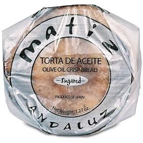 Traditional sugared spanish crisp bread. Torta de Aceite with almods