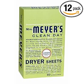 Mrs. Meyer's Clean Day Dryer Sheets, Case Pack, 80-Count Boxes (Case of 12)