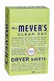 Mrs. Meyers Clean Day Dryer Sheets,  Lemon Verbena, Case Pack, Twelve - 80 Count Boxes (960 Sheets)