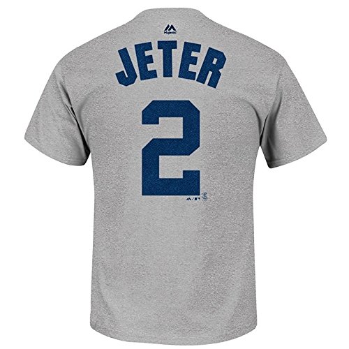 2014 Derek Jeter New York Yankees Player Jersey (Grey) Faux Stitch T Shirt Men's