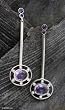 Gold plated amethyst earrings, 'Bright Night'