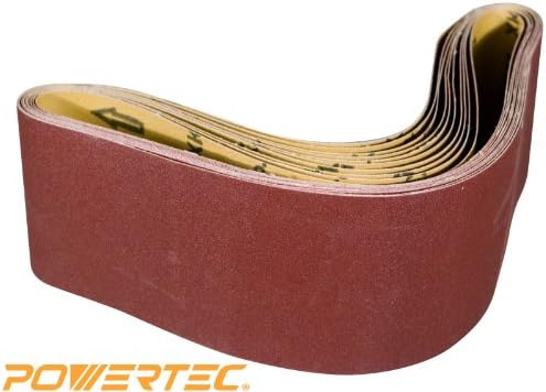 POWERTEC 6 x 48 Inch Sanding Belts, 400 Grit Aluminum Oxide Belt Sander Sanding Belt for Bench Belt Sander, Wood & Paint Sanding, Metal Polishing, 10PK (110720)