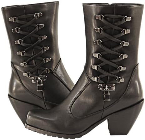 Xelement Womens Lace and Lock Leather Biker Boots - 9