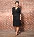 Plus Size 3/4 Sleeved Scalloped Boudoir Lace Dress - Black Lace/black Lining (2x, Black Lace/Black Lining)
