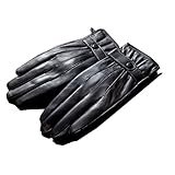 Fineplus Fashion 100% Sheepskin Leather Thicken Warm Simple Gloves