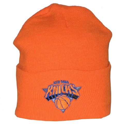 Adult NBA New York Knicks Warm Ski & Skate Roll Up Beanie / Winter Hat - One Size Fits All - Orange