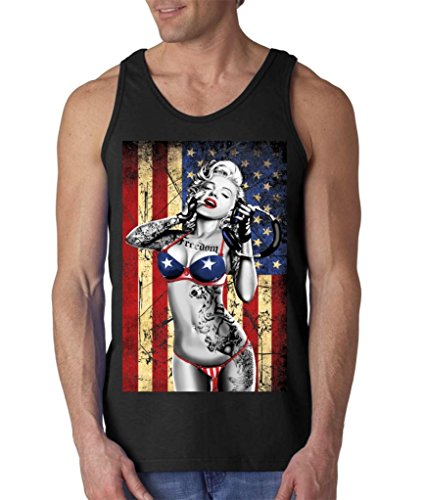 Marilyn Monroe Bikini American Flag Men's Tank Top #61444 Marilyn Monroe Tank Tops