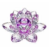 Amlong Crystal High Quality Hue Reflection Crystal Lotus Flower with Gift Box, Purple, 3-Inch