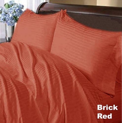500 TC Deluxe Ultra Soft Silky 100% Egyptian cotton Luxurious Flat Sheet 500 THREADS Twin Brick Red Stripe