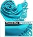 (price/piece)peacock Blue-soft Pashmina/shawl/scarf/wrap/stole With Tassel Ends Image #1