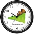 Stegosaurus Dinosaur Cartoon - JP Animal Wall Clock by WatchBuddy Timepieces (Hunter Green Frame)