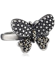 Sterling Silver Oxidized Marcasite Butterfly Ring, Size 7