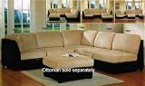 5 pcs Sectional Sofa with Beige Cushion Seat and Back Dark Brown Bycast Leather