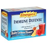 Emergen-C Immune Defense Fizzy Drink Mix, Ruby Lemon Honey, 0.3-Ounce Packets in 36-Count Boxes