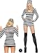 Sexy Convict Mini Dress with Glow In Dark Print Adult Costume