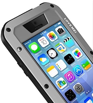 Love Mei Shockproof Waterproof Dust/Dirt/Snow Proof Aluminum Metal Gorilla Glass Heavy Duty Protection Case Cover for Apple iPhone 5C Silver
