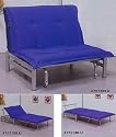 Adjustable Blue Double Size Pull Out Lounge Sofa Futon