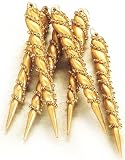 Set Of 6 Gold Spiral Beaded Icicle Christmas Ornaments #856451