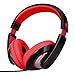 RockPapa Over Ear Stereo Headphones Earphones for Adults Kids Childs, Noise Isolating, Adjustable, Heavy Deep Bass for iPhone iPod iPad MacBook Surface MP3 DVD Smartphones Laptop (Black/Red)