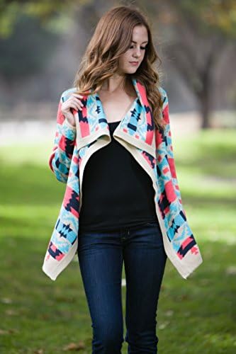 Women's Bonfire Aztec Geometric Print Cardigan Regular and Plus Size(Large)