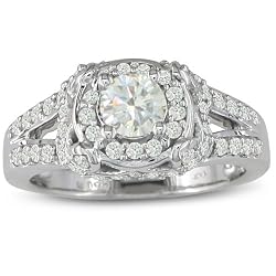 1ct Diamond Engagement Ring in 14k White Gold