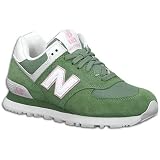 New Balance Women's 574 Suede ( sz. 05.0, Light Green/White/Pink )