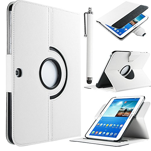 Galaxy Tab 3 Case,Tab 3 10.1 case,ULAK Folio PU Leather 360 Rotating Smart Case Cover for Samsung Galaxy Tab3 10.1" Tablet GT-P5200 / GT-P5210 with Auto Smart Sleep/Wake Function(White)