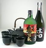 黒千代香セット5客ツル付（【限定酒】芋焼酎　結、東国原　720ｍｌ×2本セット）