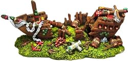 Exotic Environments Split Shipwreck Aquarium Ornament, Large, 11-Inch by 5-Inch by 4-1/4-Inch