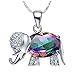 J.MOSUYA Rainbow Mystic Topaz Jewelry Set, Elephant Earring Necklace Set For Women