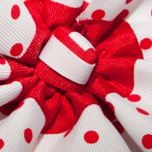 Little Miss Purple Small Magic Polka Dot Flower Soft Headband for Kid Girls - 3 to 5 Years (White / Red)