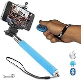 Zonabel Selfie Stick - Best Handheld Monopod with Bluetooth Remote - Perfect Selfies with Any iPhone & Android - Blue