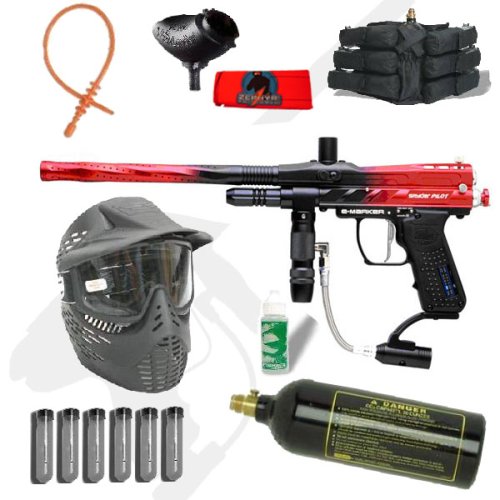 Paintball Spyder Pilot ACS (Anti Chop) Red/Black FACTORY REFURBISHED Paintball Set with Paint!