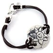 "Dawn" Solid Sterling Silver and Brown Leather Bracelet