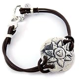 "Dawn" Sterling Silver and Brown Leather Bracelet