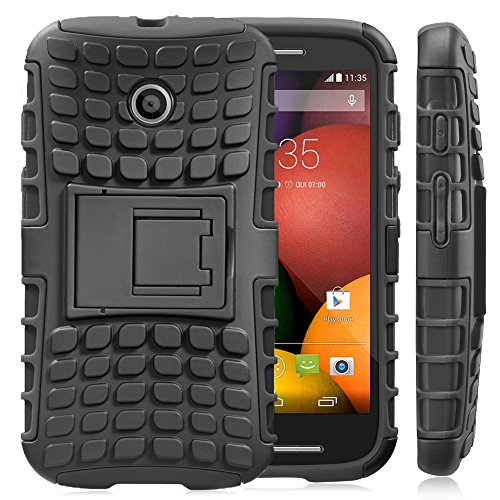 Fosmon-RUGGED-Motorola-Moto-E-1st-Gen-2014-Case--HYBORAGGED-Heavy-Duty-Hybrid-Protective-Cover-with-Kickstand-