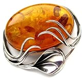 Baltic Butterscotch Amber Sterling Silver Little Museum Collection Classic Pin 19th Century